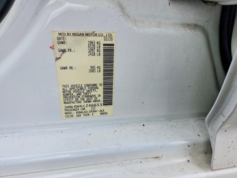 2020 Nissan Altima მანქანა იყიდება აუქციონზე, vin: 1N4BL4DV4LC246653, აუქციონის ნომერი: 55726506