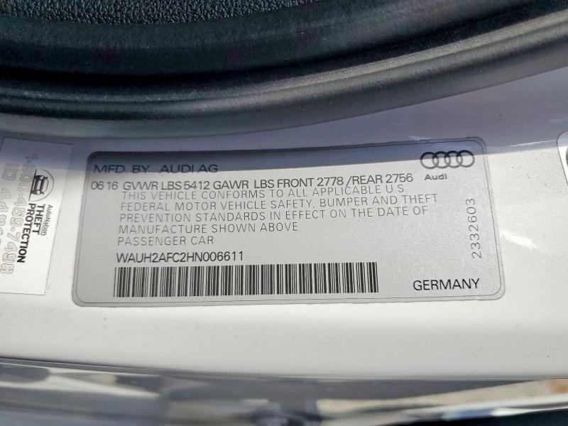 54986656 :رقم المزاد ، WAUH2AFC2HN006611 vin ، 2017 Audi A6 مزاد بيع