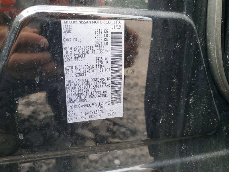 56190196 :رقم المزاد ، 5N1DL0MN9KC551426 vin ، 2019 Infiniti Qx60 مزاد بيع