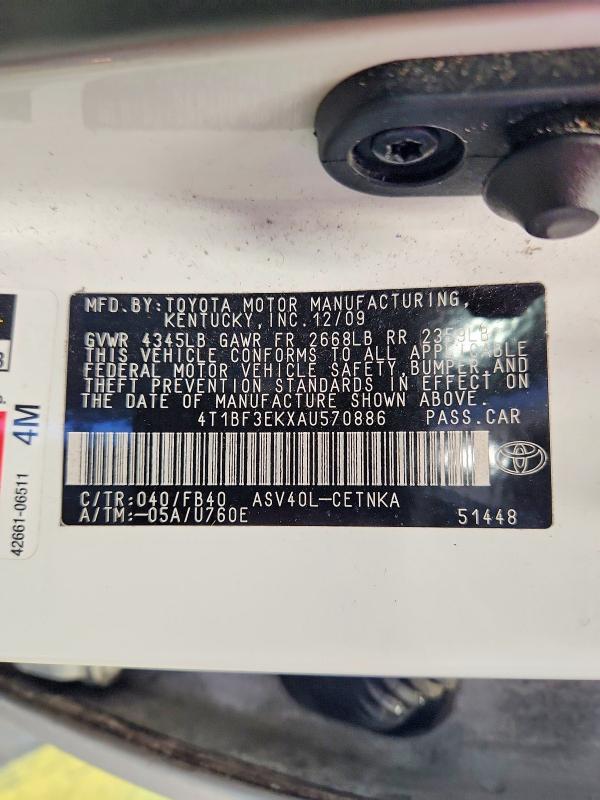 58453346 :رقم المزاد ، 4T1BF3EKXAU570886 vin ، 2010 Toyota Camry مزاد بيع