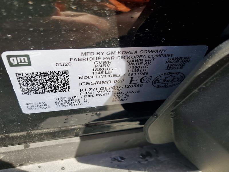 2026 Chevrolet Trax მანქანა იყიდება აუქციონზე, vin: KL77LGE20TC120566, აუქციონის ნომერი: 57357886