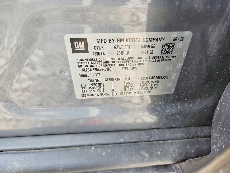 56405836 :رقم المزاد ، KL7CJLSB5KB946903 vin ، 2019 Chevrolet Trax مزاد بيع