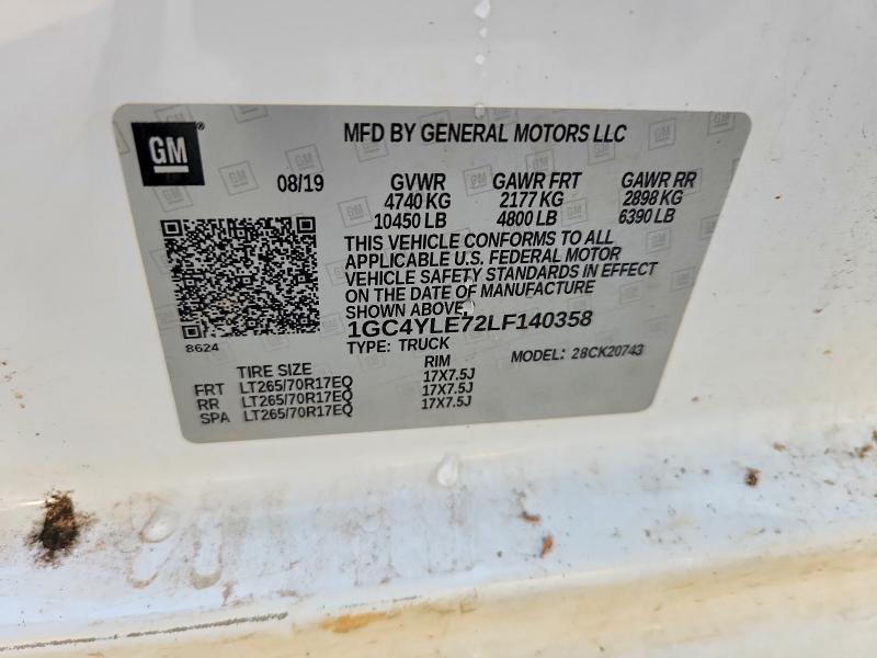 2020 Chevrolet Silverado მანქანა იყიდება აუქციონზე, vin: 1GC4YLE72LF140358, აუქციონის ნომერი: 55194636
