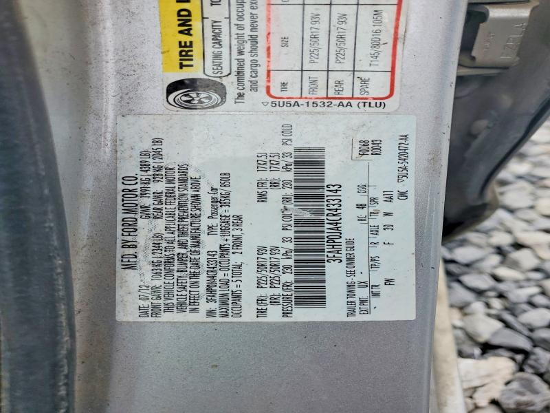57840526 :رقم المزاد ، 3FAHP0JA4CR433143 vin ، 2012 Ford Fusion مزاد بيع