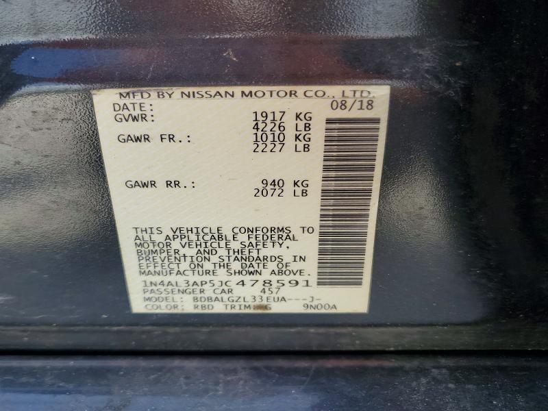 Продаж на аукціоні авто 2018 Nissan Altima, vin: 1N4AL3AP5JC478591, номер лоту: 56195476