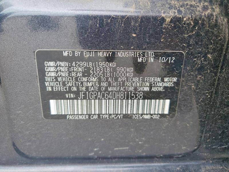 55628236 :رقم المزاد ، JF1GPAC64DH811538 vin ، 2013 Subaru Impreza مزاد بيع