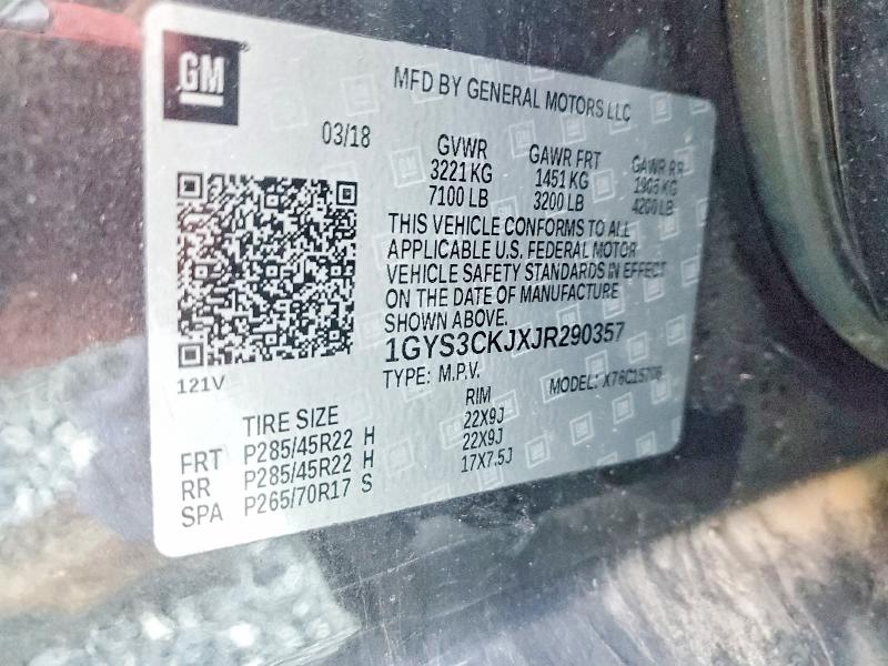 Продаж на аукціоні авто 2018 Cadillac Escalade, vin: 1GYS3CKJXJR290357, номер лоту: 55784366