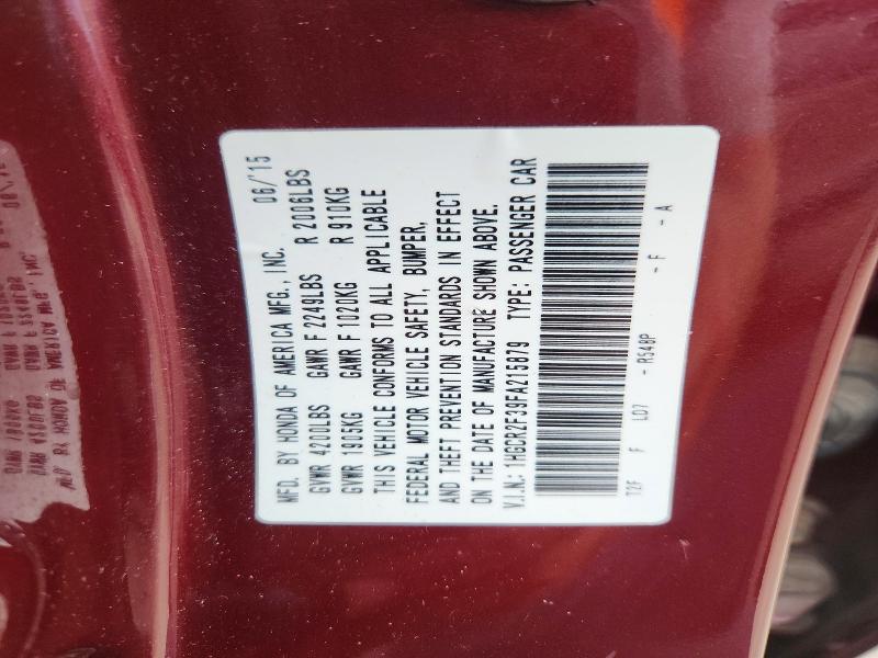 58897046 :رقم المزاد ، 1HGCR2F39FA215879 vin ، 2015 Honda Accord مزاد بيع