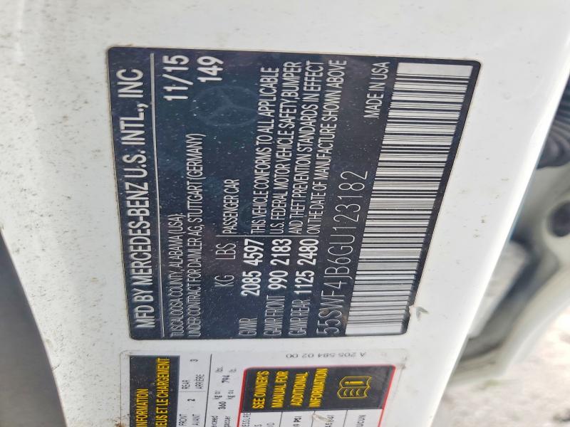 Продаж на аукціоні авто 2016 Mercedes-benz C, vin: 55SWF4JB6GU123182, номер лоту: 57205356