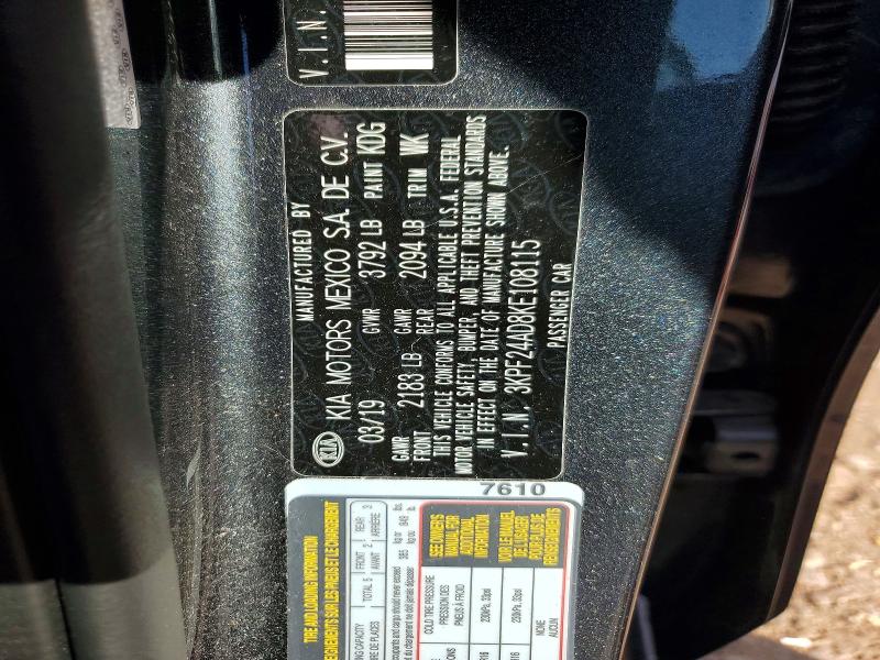 2019 Kia Forte მანქანა იყიდება აუქციონზე, vin: 3KPF24AD8KE108115, აუქციონის ნომერი: 57649586