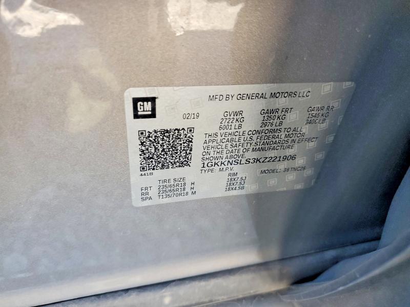 Aukcja sprzedaży 2019 Gmc Acadia, vin: 1GKKNSLS3KZ221906, numer aukcji: 58276626