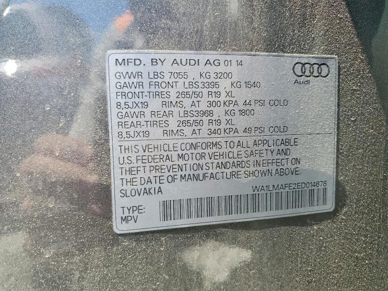 Aukcja sprzedaży 2014 Audi Q7, vin: WA1LMAFE2ED014678, numer aukcji: 55789906