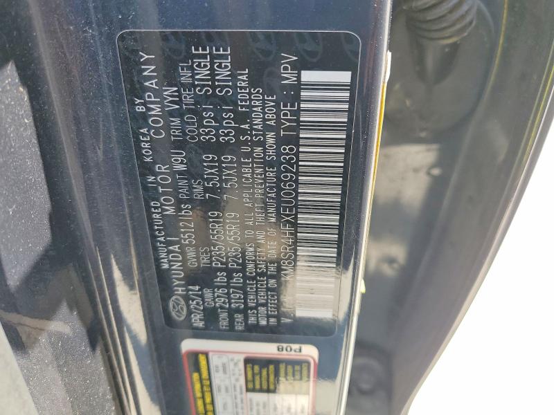 56740906 :رقم المزاد ، KM8SR4HFXEU069238 vin ، 2014 Hyundai Santa Fe مزاد بيع