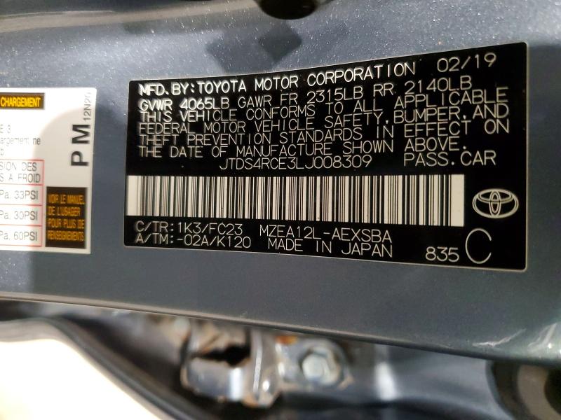 Aukcja sprzedaży 2020 Toyota Corolla, vin: JTDS4RCE3LJ008309, numer aukcji: 55906826