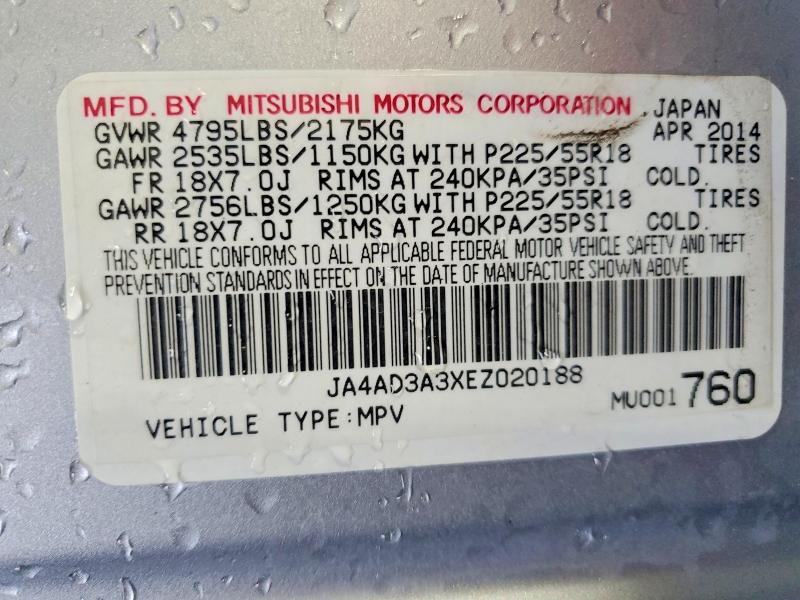 Продажа на аукционе авто 2014 Mitsubishi Outlander, vin: JA4AD3A3XEZ020188, номер лота: 56793096
