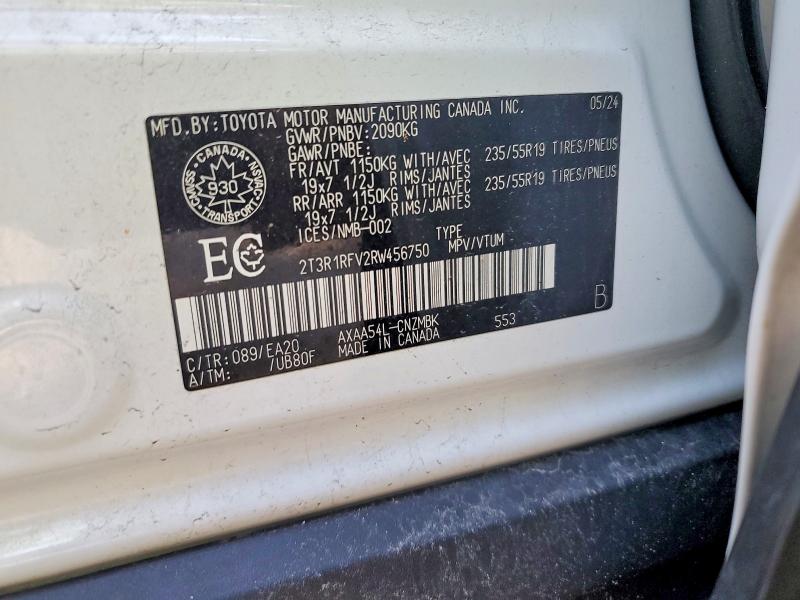 Продажа на аукционе авто 2024 Toyota Rav4, vin: 2T3R1RFV2RW456750, номер лота: 55821856