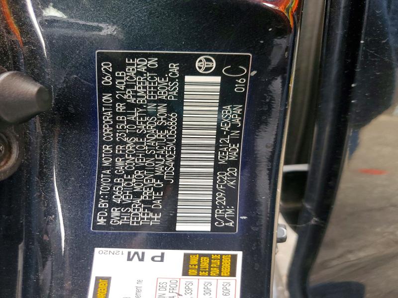 56804736 :رقم المزاد ، JTDS4MCE5MJ056866 vin ، 2021 Toyota Corolla مزاد بيع