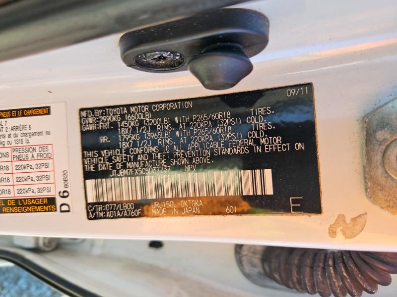 54516416 :رقم المزاد ، JTJBM7FX5C5037737 vin ، 2012 Lexus Gx مزاد بيع