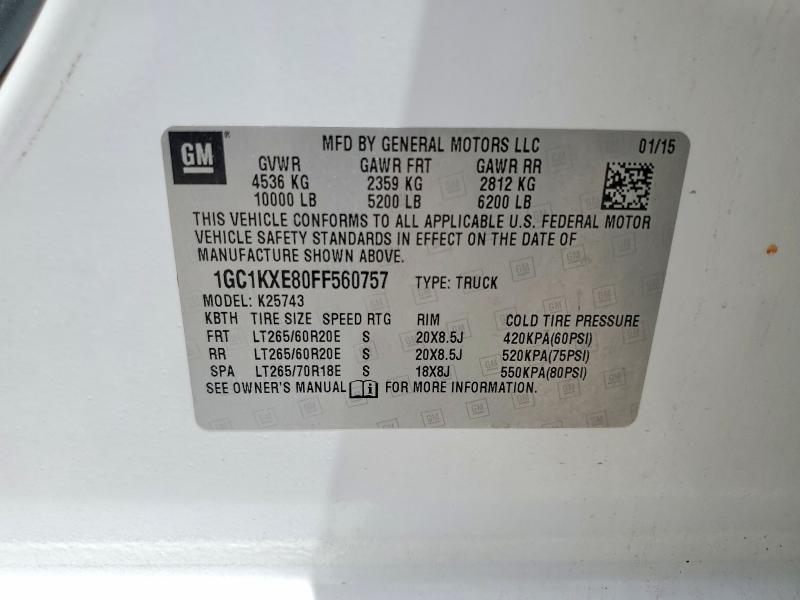 Aukcja sprzedaży 2015 Chevrolet Silverado, vin: 1GC1KXE80FF560757, numer aukcji: 57596876