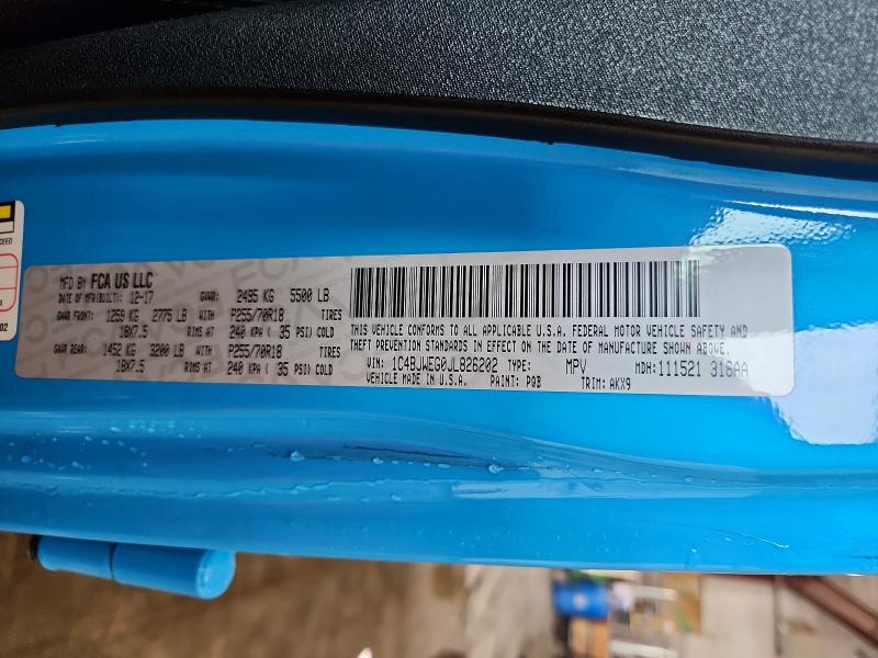2018 Jeep Wrangler Unlimited მანქანა იყიდება აუქციონზე, vin: 1C4BJWEG0JL826202, აუქციონის ნომერი: 85625035