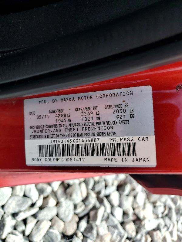2016 Mazda 6 მანქანა იყიდება აუქციონზე, vin: JM1GJ1V5XG1434887, აუქციონის ნომერი: 55764136