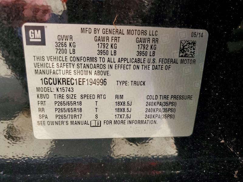 Aukcja sprzedaży 2014 Chevrolet Silverado, vin: 1GCUKREC1EF194996, numer aukcji: 59191646