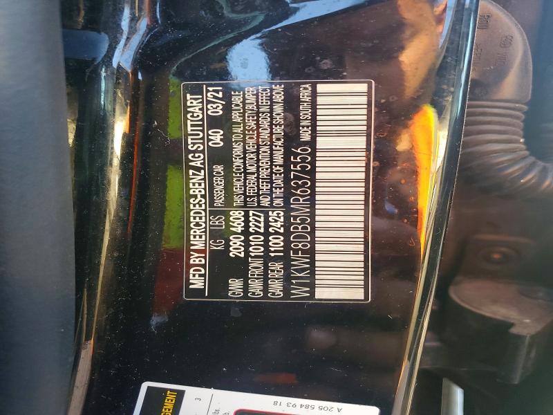2021 Mercedes-benz C მანქანა იყიდება აუქციონზე, vin: W1KWF8DB5MR637556, აუქციონის ნომერი: 52094346