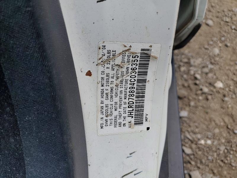 Продаж на аукціоні авто 2004 Honda Cr-v, vin: JHLRD78894C036355, номер лоту: 56186366