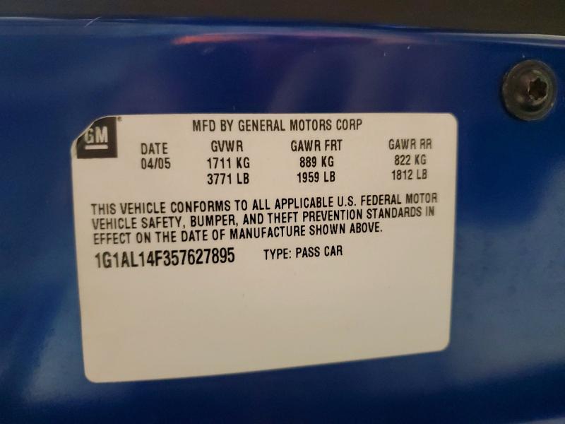 57665926 :رقم المزاد ، 1G1AL14F357627895 vin ، 2005 Chevrolet Cobalt مزاد بيع