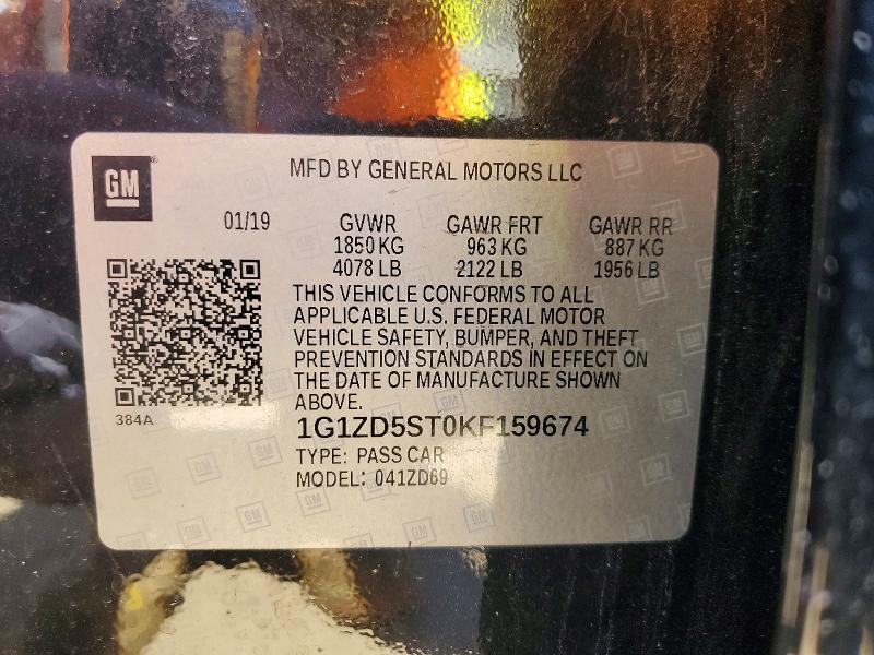 Продаж на аукціоні авто 2019 Chevrolet Malibu, vin: 1G1ZD5ST0KF159674, номер лоту: 55896496