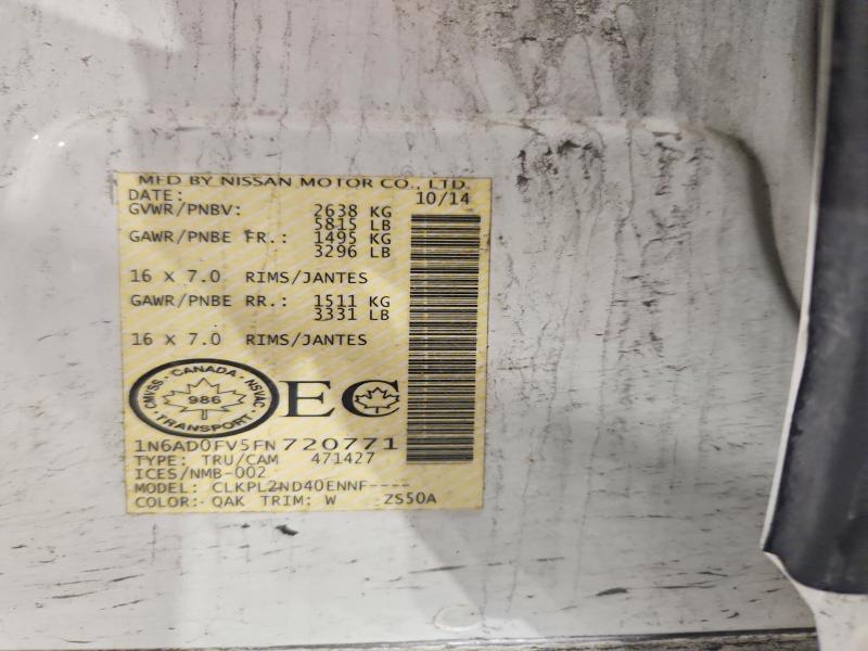 2015 Nissan Frontier მანქანა იყიდება აუქციონზე, vin: 1N6AD0FV5FN720771, აუქციონის ნომერი: 57916446