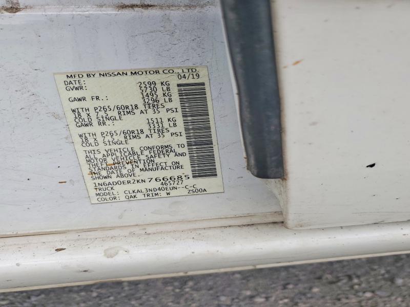 57946046 :رقم المزاد ، 1N6AD0ER2KN766685 vin ، 2019 Nissan Frontier مزاد بيع