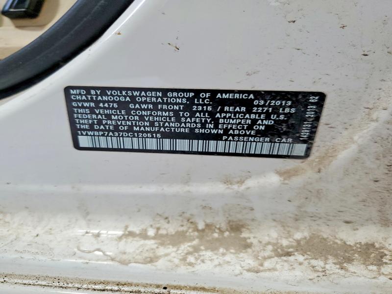 Продажа на аукционе авто 2013 Volkswagen Passat, vin: 1VWBP7A37DC120515, номер лота: 58518626