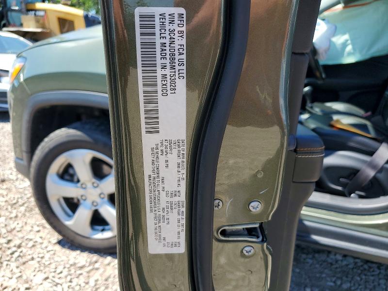57749066 :رقم المزاد ، 3C4NJDBB6MT530281 vin ، 2021 Jeep Compass مزاد بيع