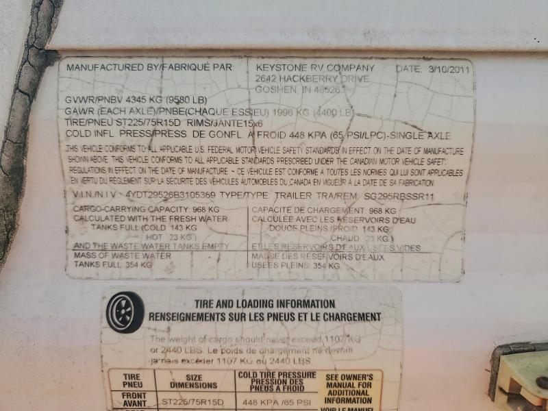 Продаж на аукціоні авто 2011 Keystone Springdale, vin: 4YDT29526B3105369, номер лоту: 58119966
