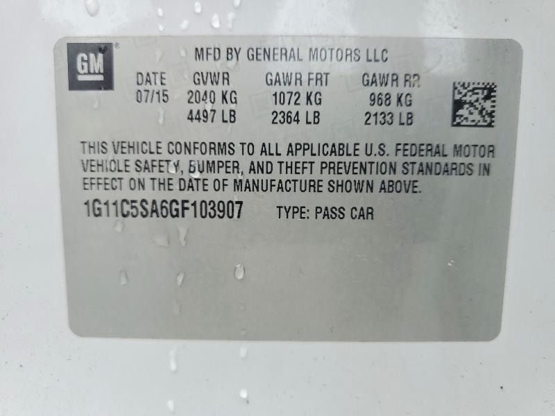 2016 Chevrolet Malibu Limited მანქანა იყიდება აუქციონზე, vin: 1G11C5SA6GF103907, აუქციონის ნომერი: 58024006