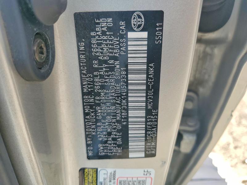 Продаж на аукціоні авто 2004 Toyota Camry, vin: 4T1BF30K14U573381, номер лоту: 56619556