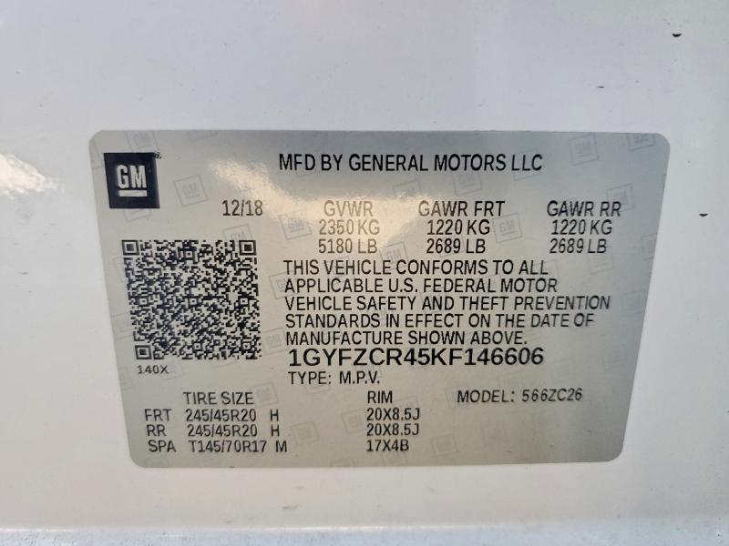 56528806 :رقم المزاد ، 1GYFZCR45KF146606 vin ، 2019 Cadillac Xt4 مزاد بيع