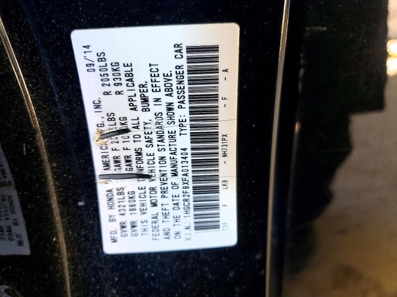 55818016 :رقم المزاد ، 1HGCR2F8XFA013404 vin ، 2015 Honda Accord مزاد بيع