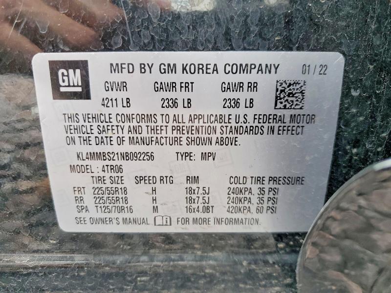 55390496 :رقم المزاد ، KL4MMBS21NB092256 vin ، 2022 Buick Encore Gx مزاد بيع