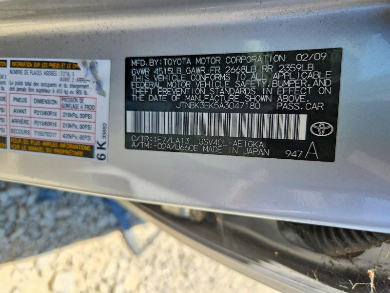 Aukcja sprzedaży 2010 Toyota Camry, vin: JTNBK3EK5A3047180, numer aukcji: 58329776