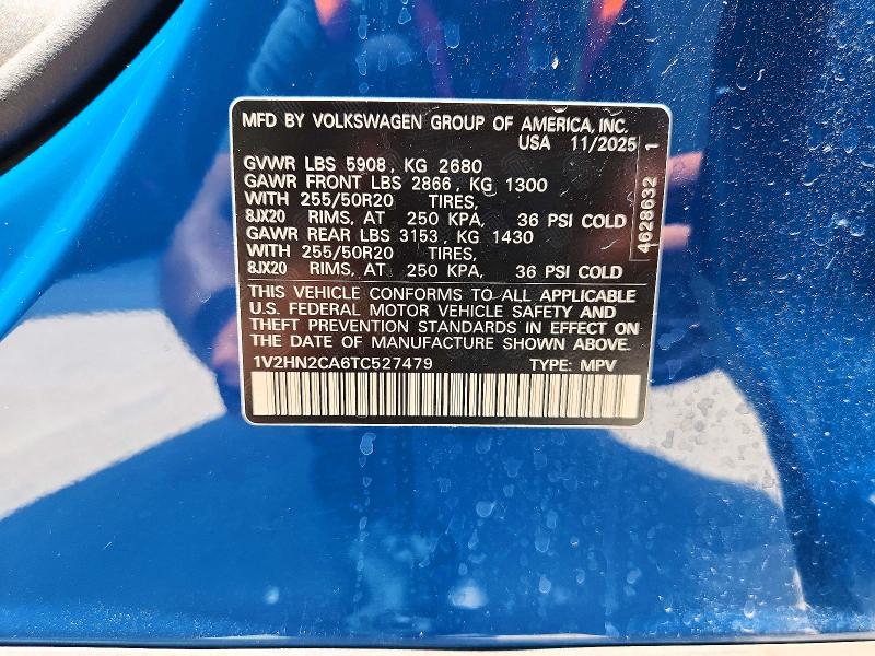 60977816 :رقم المزاد ، 1V2HN2CA6TC527479 vin ، 2026 Volkswagen Atlas مزاد بيع