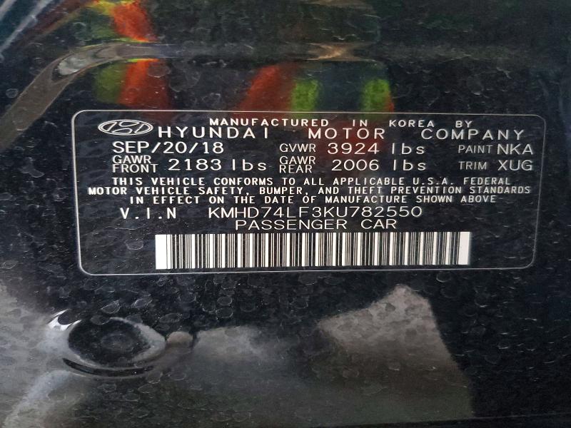 Продаж на аукціоні авто 2019 Hyundai Elantra, vin: KMHD74LF3KU782550, номер лоту: 56292546