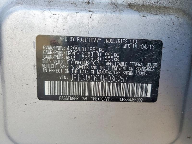 Aukcja sprzedaży 2013 Subaru Impreza, vin: JF1GJAC60DH030257, numer aukcji: 59373396