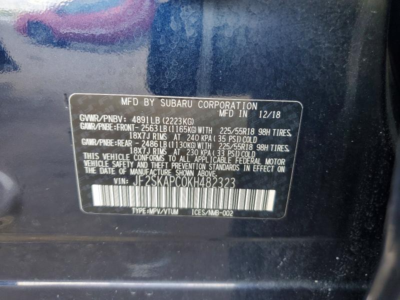 Продаж на аукціоні авто 2019 Subaru B9 Tribeca Limited W, vin: JF2SKAPC0KH482323, номер лоту: 57008246