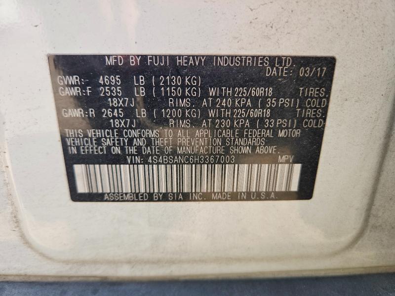 Aukcja sprzedaży 2017 Subaru Outback, vin: 4S4BSANC6H3367003, numer aukcji: 73342825