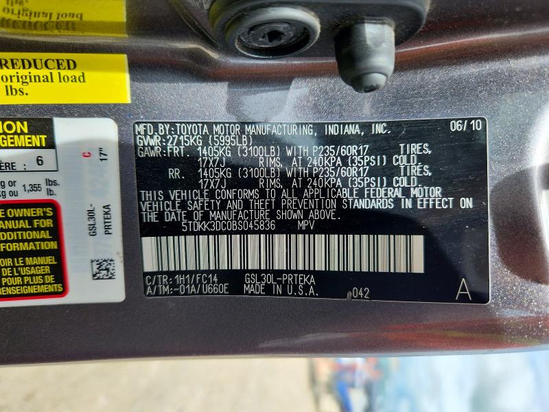 Продаж на аукціоні авто 2011 Toyota Sienna, vin: 5TDKK3DC0BS045836, номер лоту: 57256956