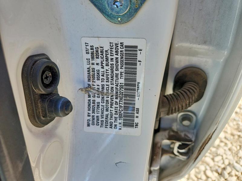 Продажа на аукционе авто 2017 Honda Civic, vin: 19XFC1F77HE027551, номер лота: 56107056