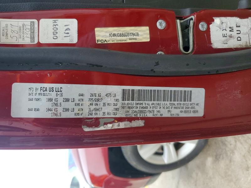 Aukcja sprzedaży 2016 Jeep Compass, vin: 1C4NJDBB6GD779478, numer aukcji: 59059916