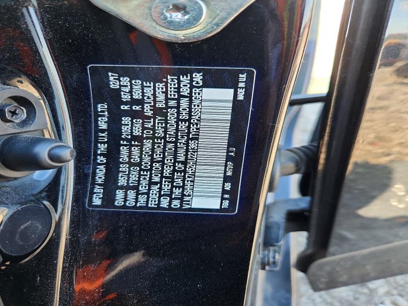 Aukcja sprzedaży 2017 Honda Civic, vin: SHHFK7H52HU221365, numer aukcji: 55139026